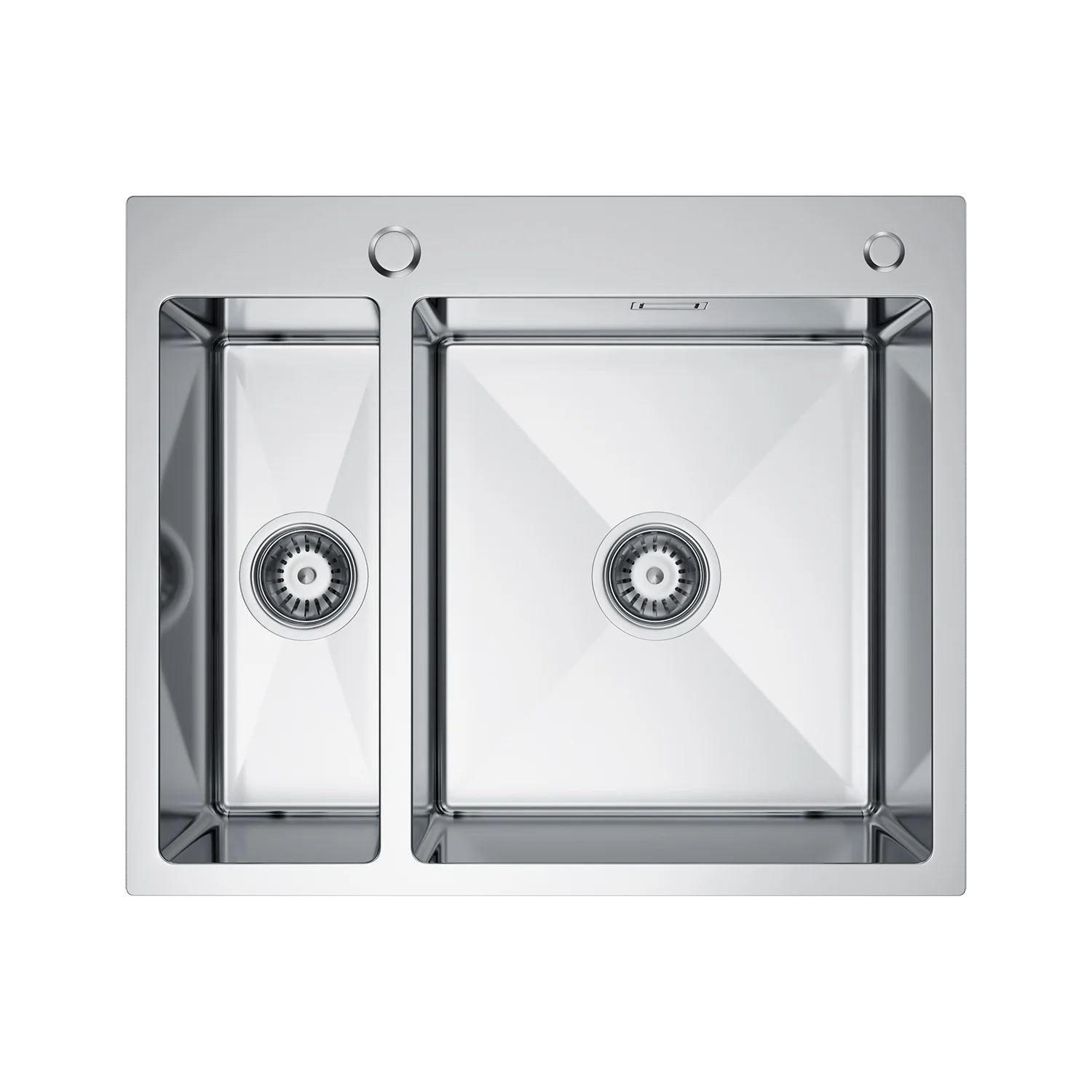 Spüle 1 1/2 Becken aus Stahl 61x51 Inox mit Siphon
