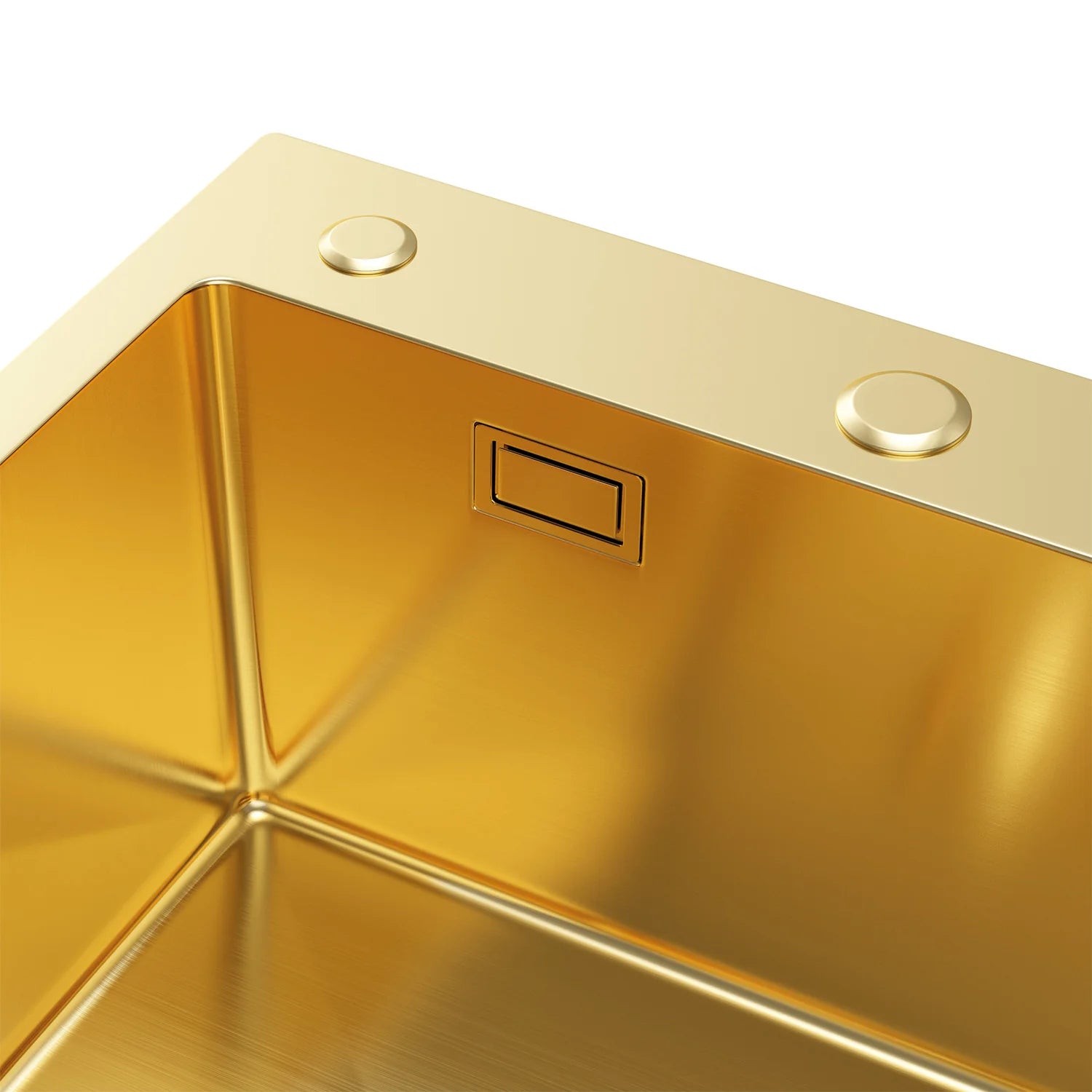 Velazo. Edelstahl-Küchenspüle 78x49 PVD Gold mit Abtropffläche auf der rechten Seite