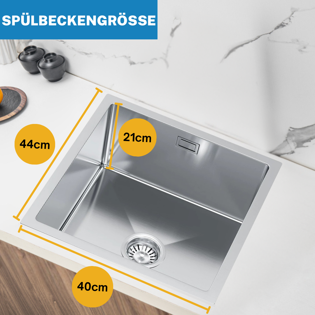 Einzelbecken-Stahlspüle 40x44 cm INOX von Velazo.