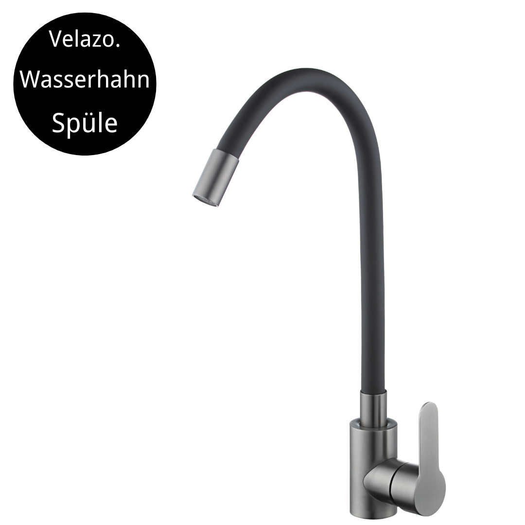 Küchenarmatur mit flexiblem Auslauf Schwarz Flexi/Graphit 