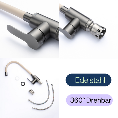 Küchenarmatur mit flexiblem Auslauf Beige Flexi / Graphit