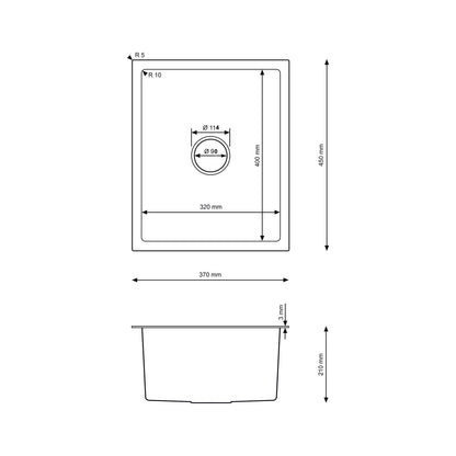 Edelstahl-Spülbecken Einzelbecken 37x45 cm INOX von Velazo.