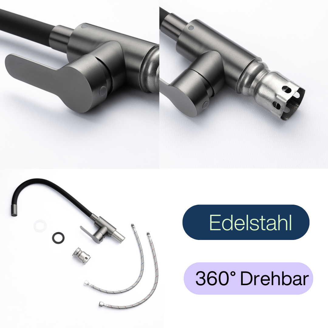 Küchenarmatur mit flexiblem Auslauf Schwarz Flexi/Graphit 