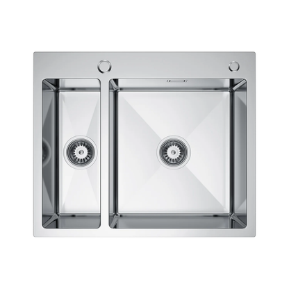 Spüle 1 1/2 Becken aus Stahl 61x51 Inox mit Siphon