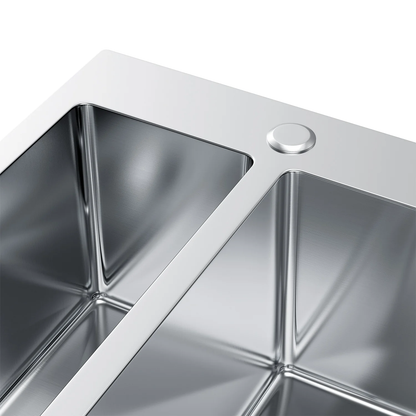 Spüle 1 1/2 Becken aus Stahl 61x51 Inox mit Siphon