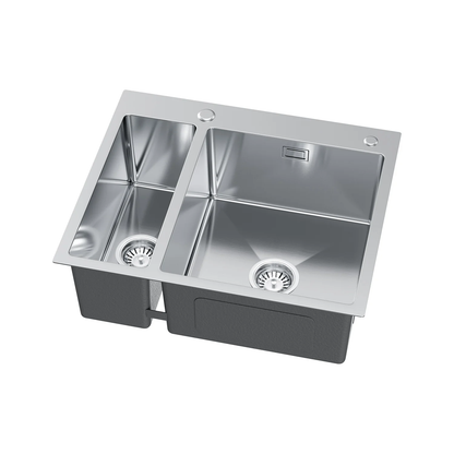 Spüle 1 1/2 Becken aus Stahl 61x51 Inox mit Siphon