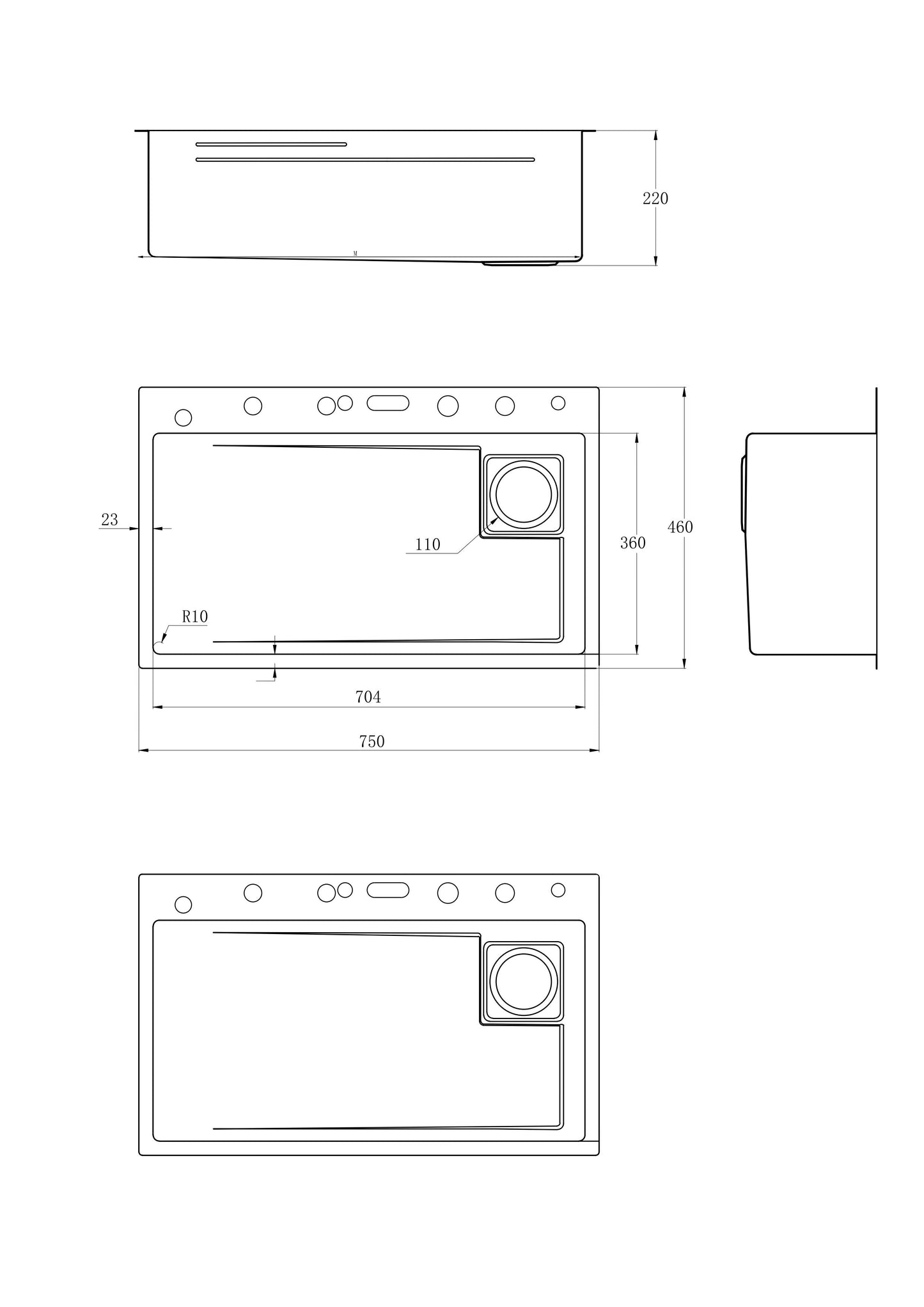 Premium Edelstahl Einbau-Spüle mit Doppel-Wasserfall und digitaler Temperaturanzeige sowie LED-Beleuchtung 75x46 cm von Velazo.