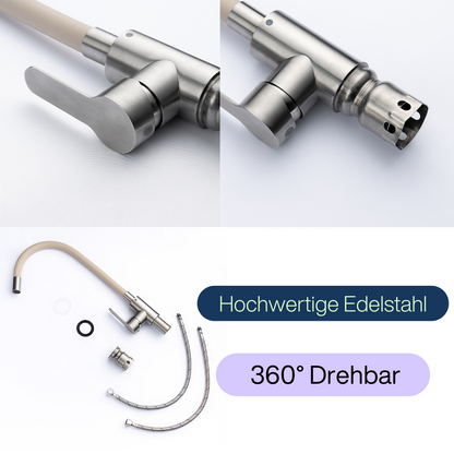 Küchenarmatur mit flexiblem Auslauf, beige flexi / Edelstahl