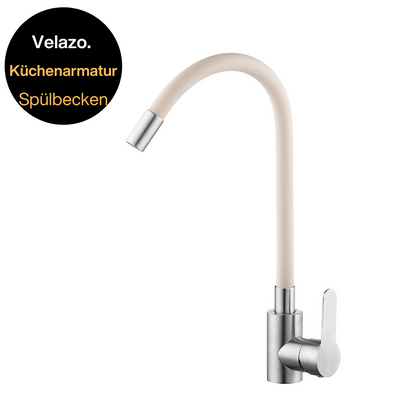 Küchenarmatur mit flexiblem Auslauf, beige flexi / Edelstahl