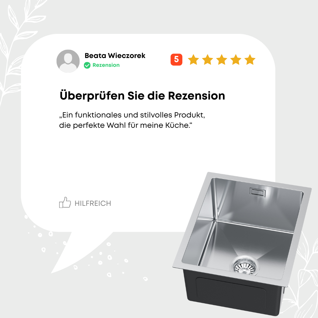 Einzelbecken-Stahlspüle 37x45 cm INOX von Velazo.