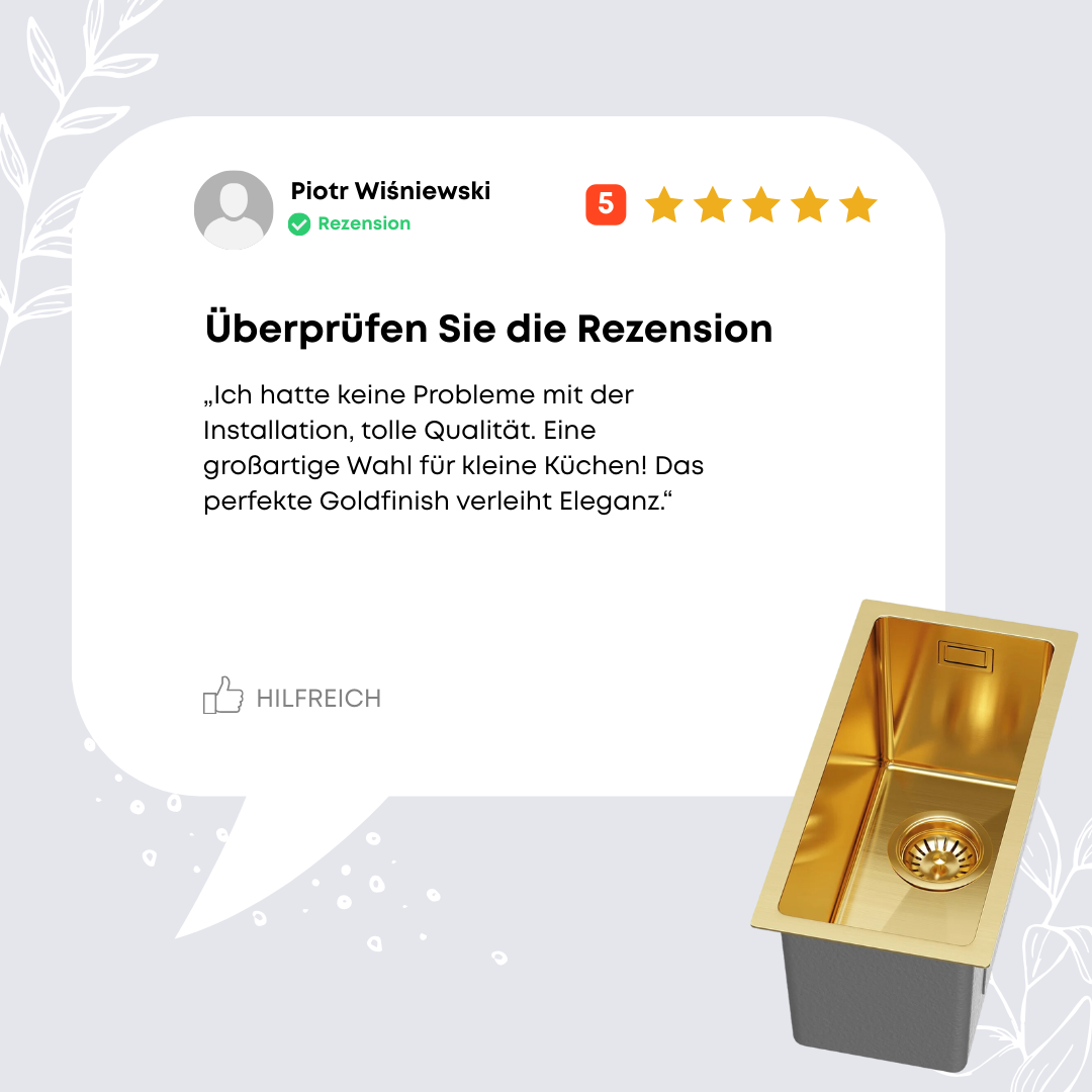 Kleines goldenes Küchenspülbecken 22 x 44 cm von Velazo.