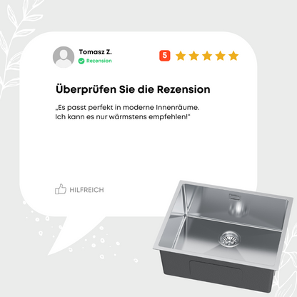 Edelstahl-Einzelbeckenspüle 54x44 cm INOX von Velazo.