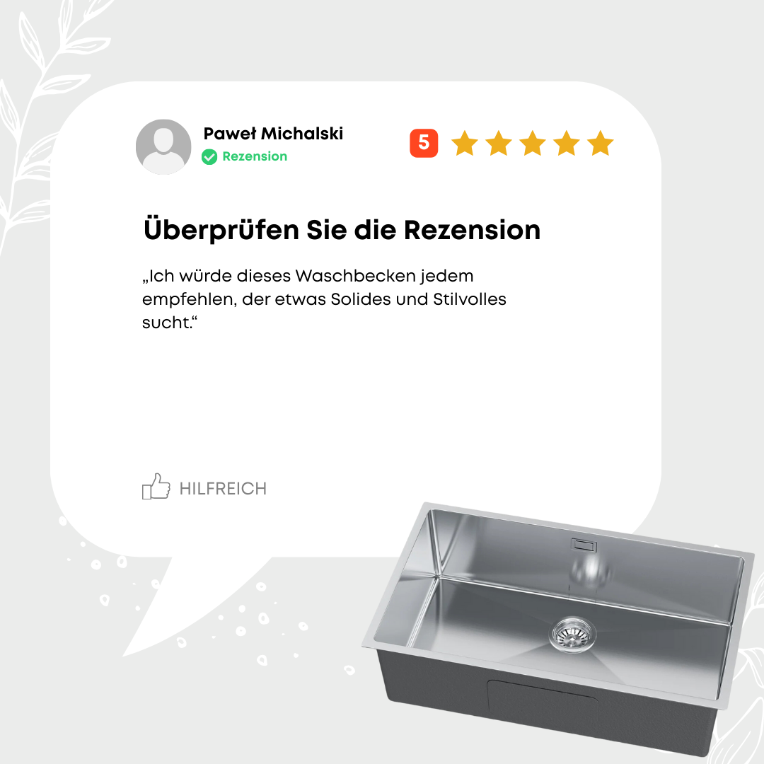 Edelstahl-Einzelbeckenspüle – 74x44 cm von Velazo.