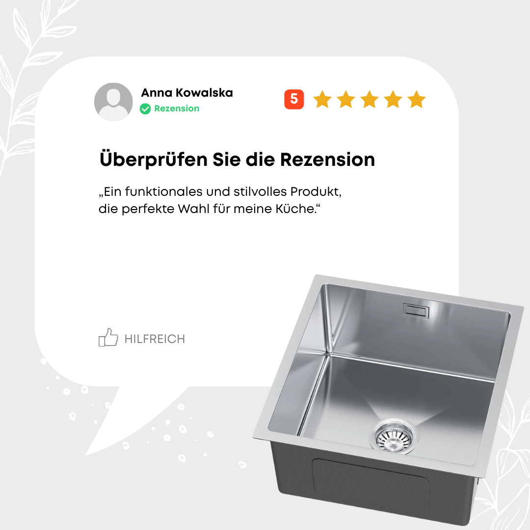 Edelstahl-Einzelbeckenspüle 40x44 cm INOX von Velazo.