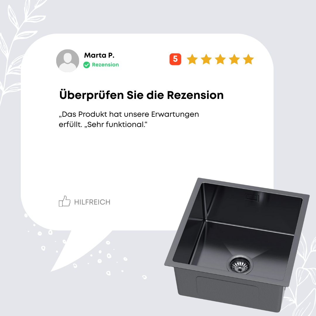 Einzelbecken-Stahlspüle 40x44 cm PVD Graphit von Velazo.