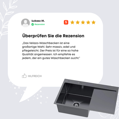 Küchenspüle Stahl 78x49 PVD Graphit mit Abtropffläche rechts