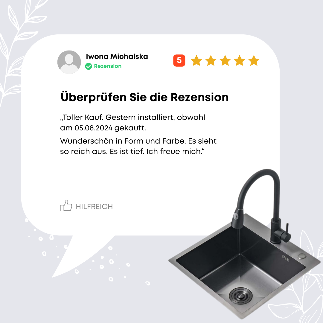 Einbauspüle Einzelbecken Graphit - 50x50 cm von Velazo.