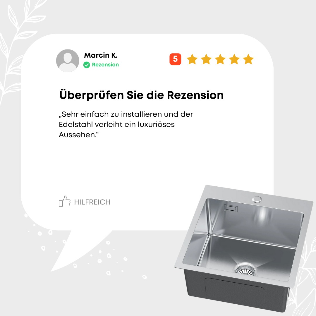 Inox steel sink 46x45 from Velazo.