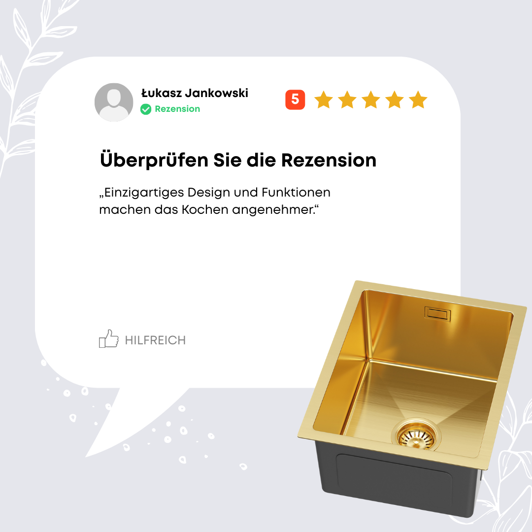 Edelstahl-Küchenspülbecken 37x45 Gold