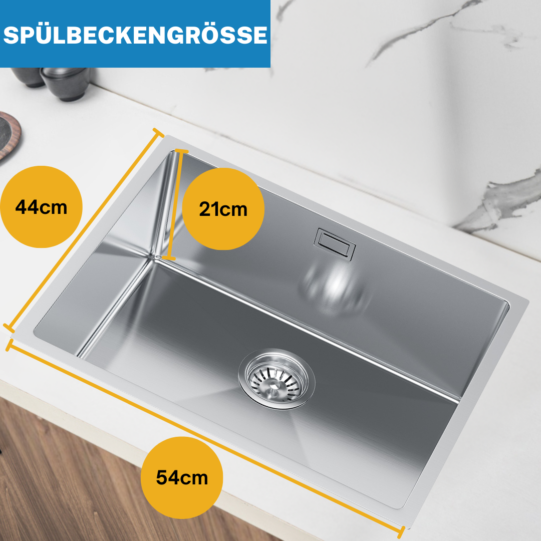Edelstahl-Einzelbeckenspüle 54x44 cm INOX von Velazo.