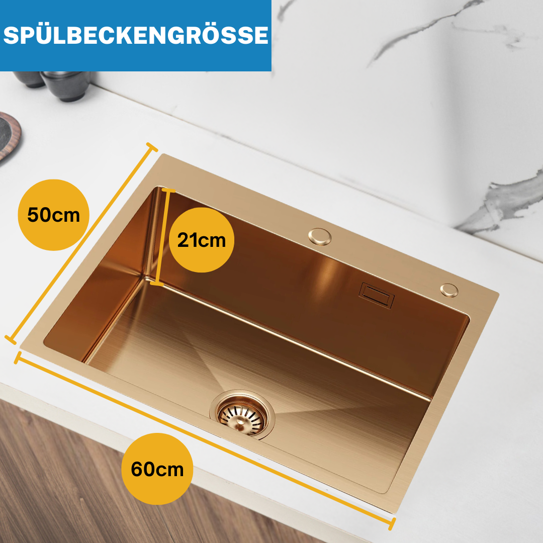 Edelstahl-Küchenspülbecken 60x50 Roségold von Velazo.