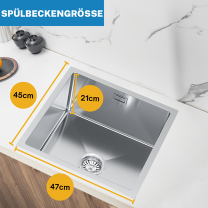 Single-bowl steel sink - 47x45cm from Velazo. 