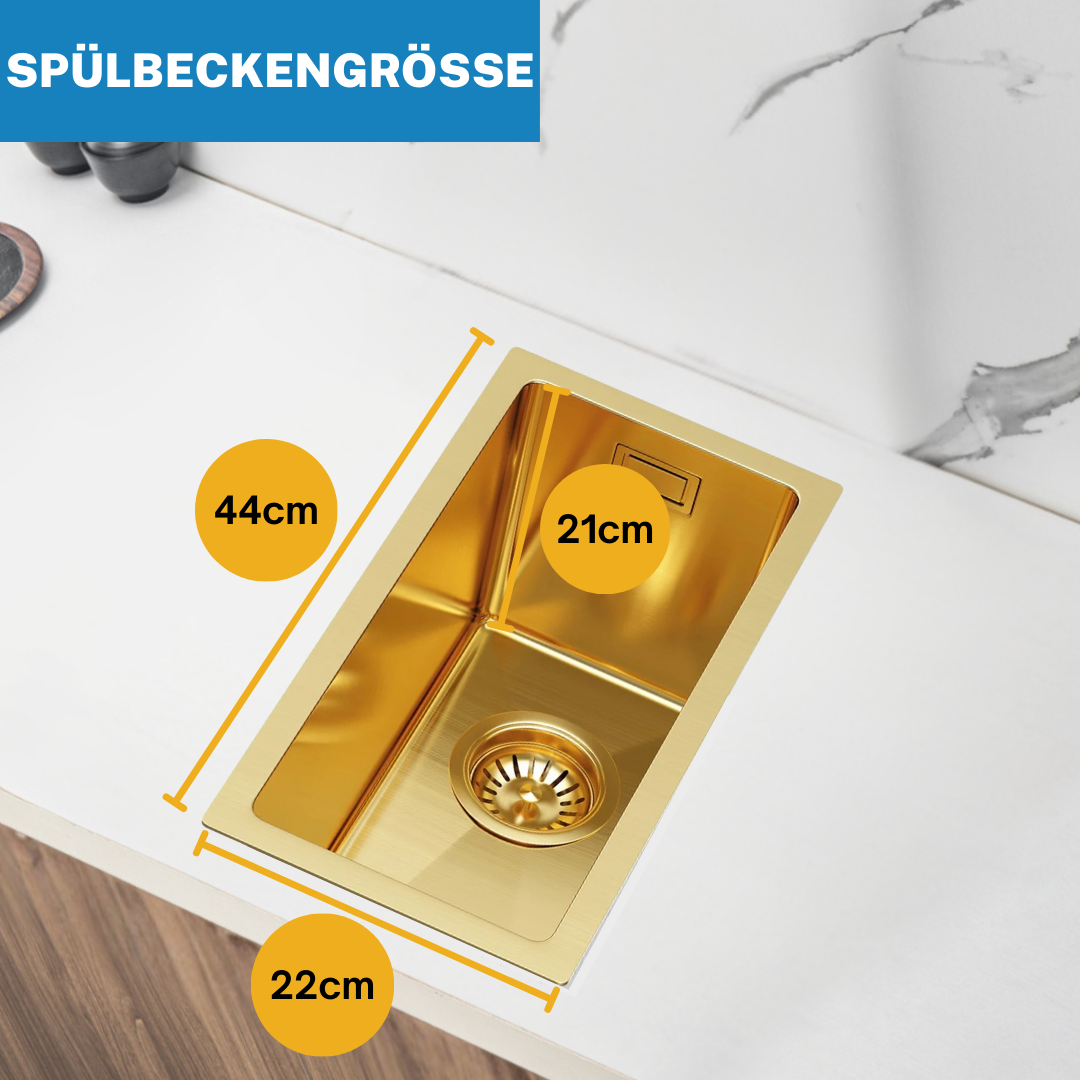 Kleines goldenes Küchenspülbecken 22 x 44 cm von Velazo.