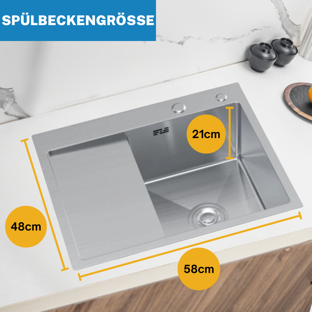 Sink with drainer Steel 58x48 R Inox with tap hole from Velazo.