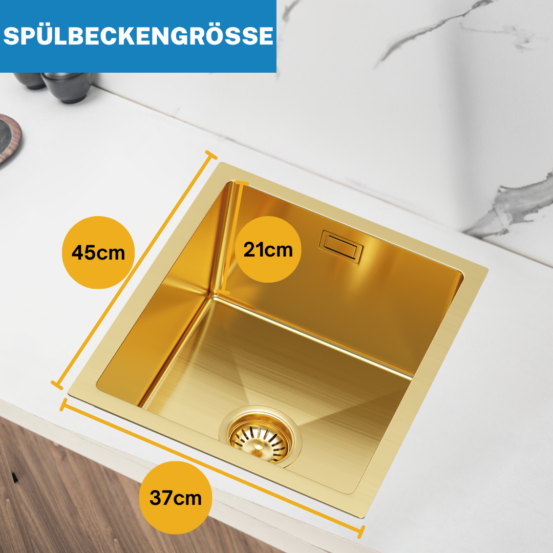 Edelstahl-Küchenspülbecken 37x45 Gold