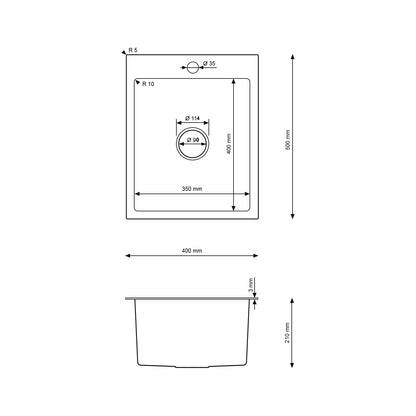 Edelstahlspüle 40x50 cm Inox von Velazo.