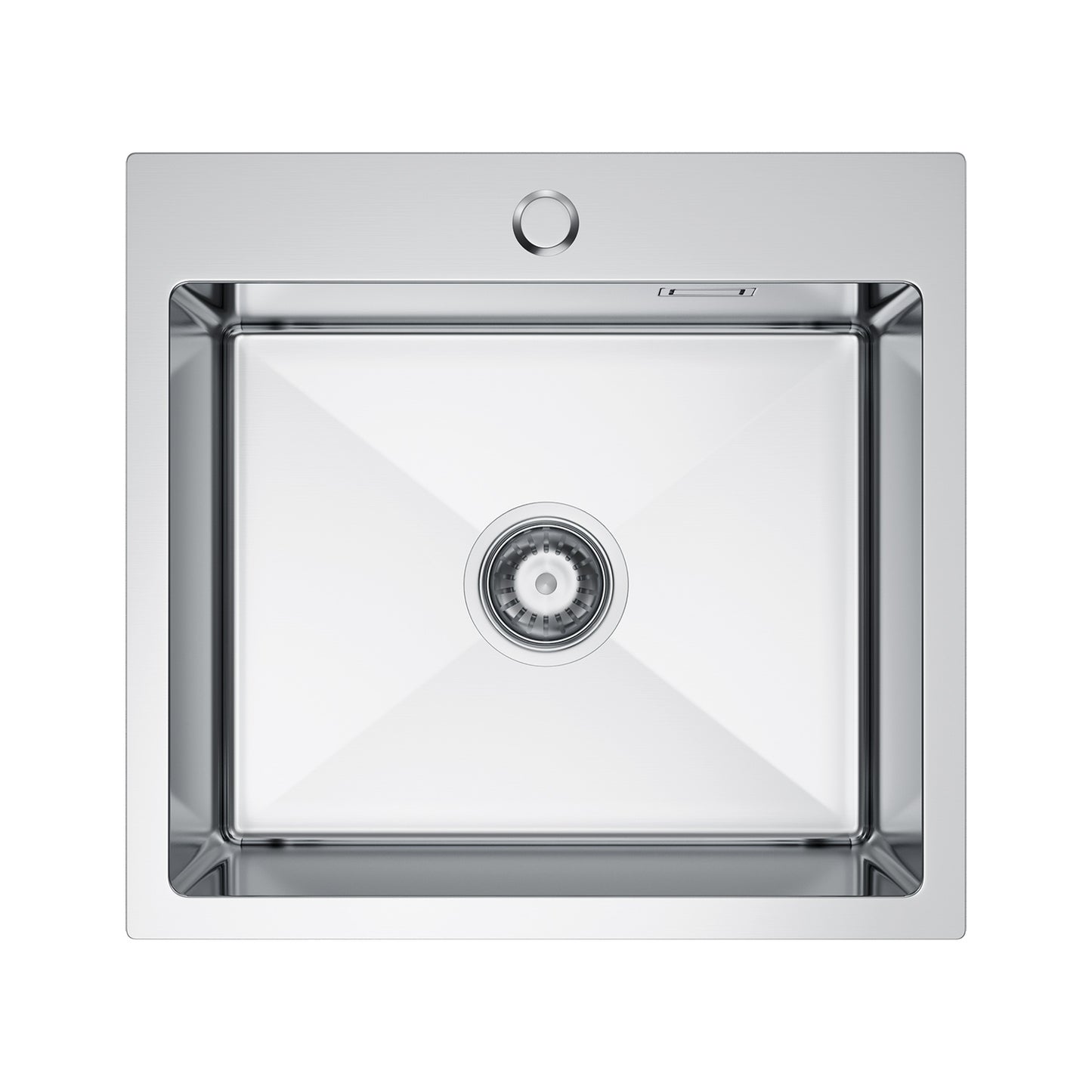 Single-bowl stainless steel sink, silver inox, 48x45cm, with Velazo tap hole.