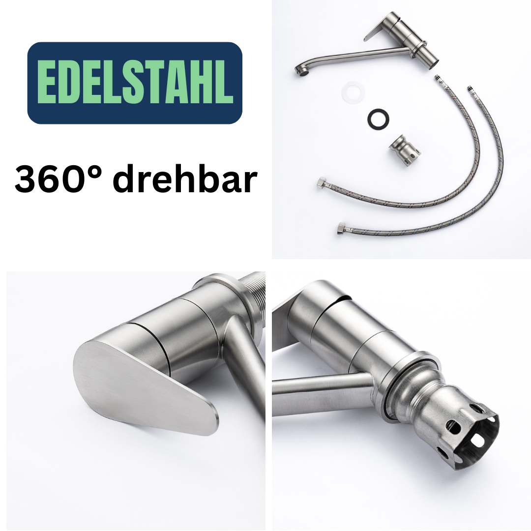 Velazo. Edelstahl Küchenarmatur – Spültischarmatur für Warm- und Kaltwasser