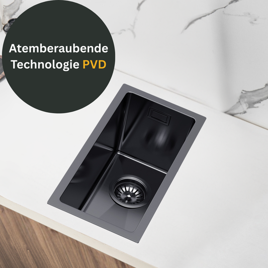 Small Kitchen Sink PVD Black - 22x44cm from Velazo.