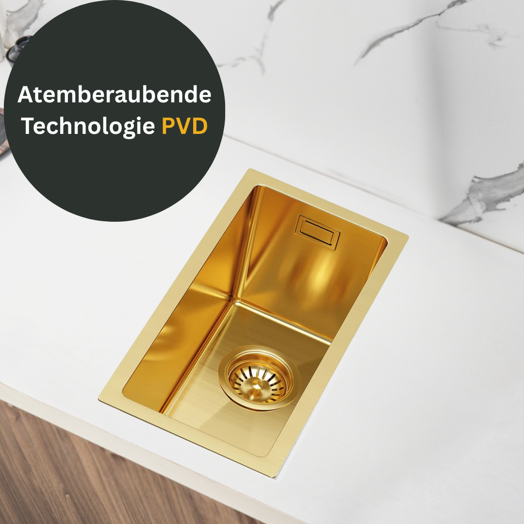 Kleines goldenes Küchenspülbecken 22 x 44 cm von Velazo.