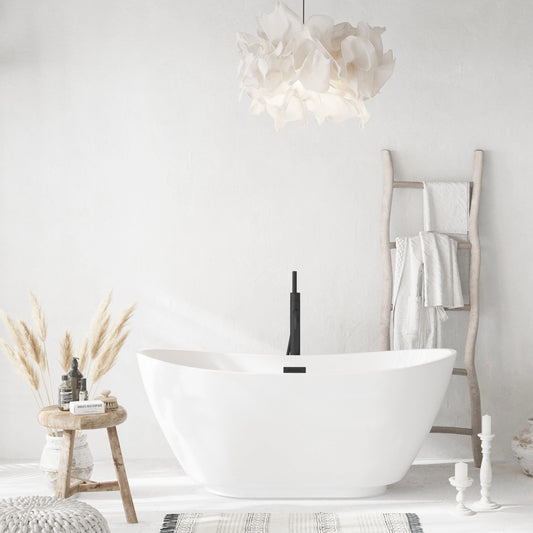Wanna Wolnostojąca Balneo PARMA 170x72 cm Biała z Czarnym Przelewem i Korkiem Click-Clack