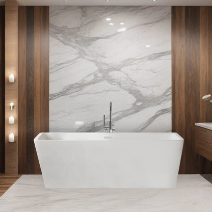 Wanna Wolnostojąca Balneo ROMA 170x80 cm Biała z Chromowanym Przelewem i Korkiem Click-Clack