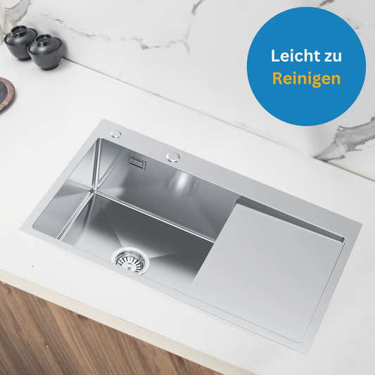 Küchenspüle aus Stahl 78x49 mit Abtropffläche rechts
