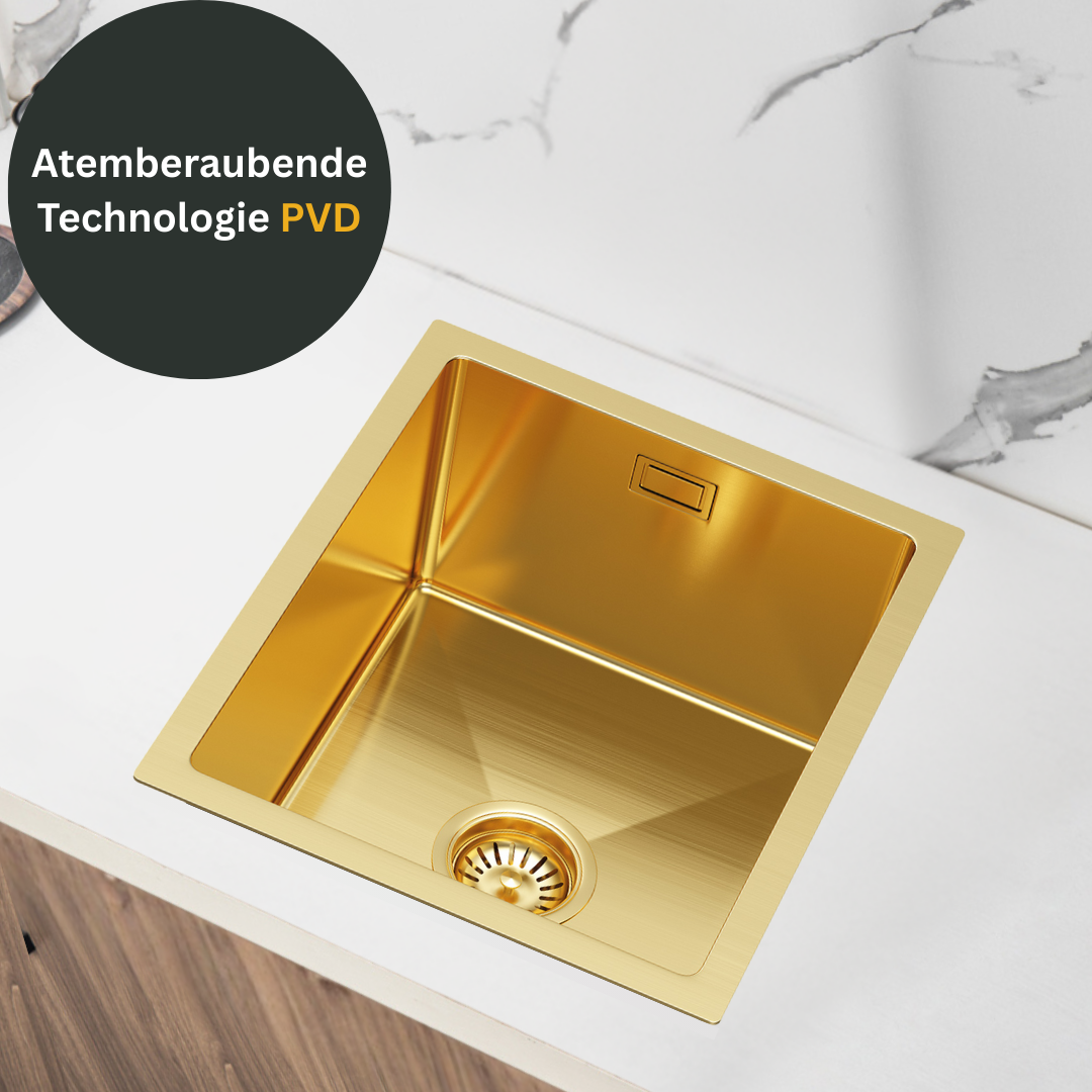 Edelstahl-Küchenspülbecken 37x45 Gold