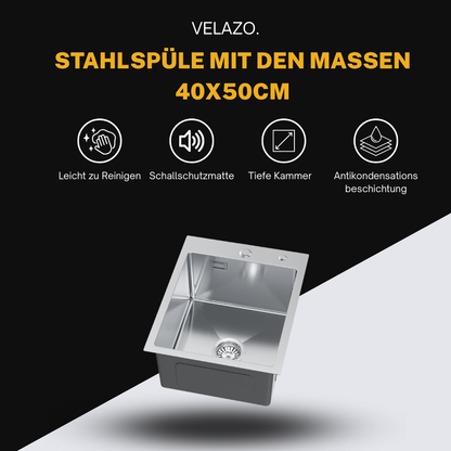 Inox steel sink 40x50cm from Velazo.