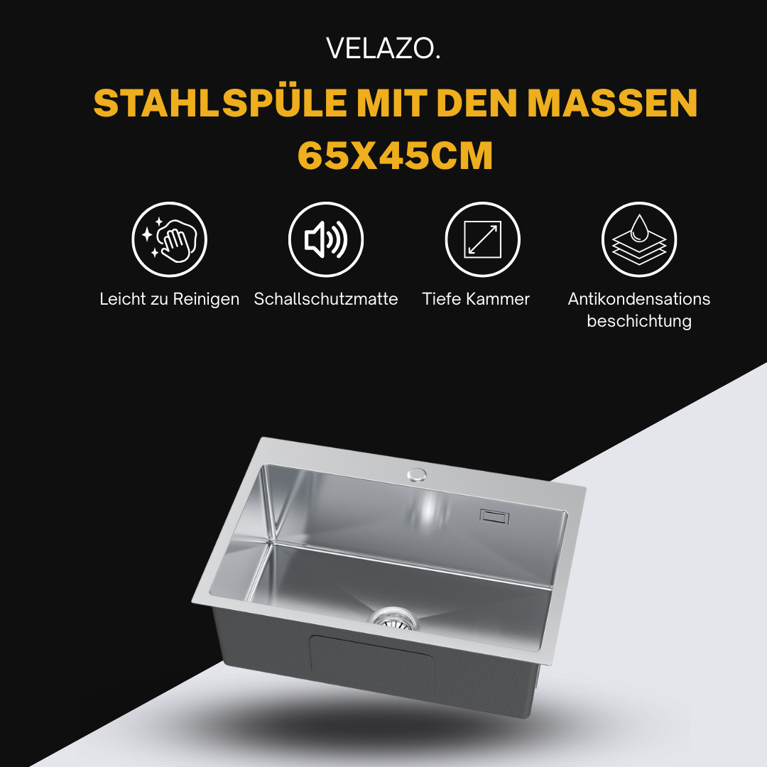 Edelstahl-Küchenspülbecken 65x45 Inox von Velazo.