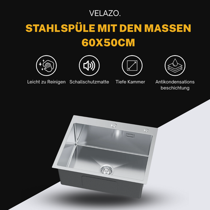 Stainless steel sink - 60x50cm from Velazo.