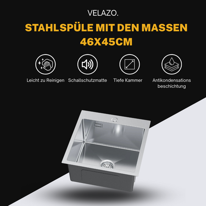 Inox steel sink 46x45 from Velazo.