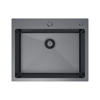 Single-bowl steel sink 55x45 cm PVD Black from Velazo. 