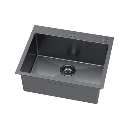 Single-bowl steel sink 55x45 cm PVD Black from Velazo. 