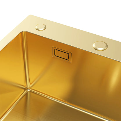 Single bowl sink with drainer 78x49cm L Gold PVD from Velazo.